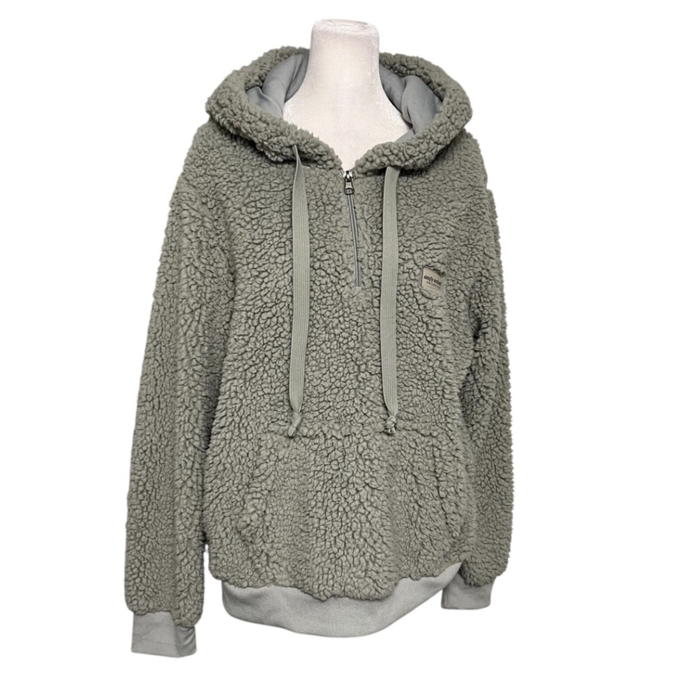 Simply Southern Gray 1/4 Zip Hooded Sherpa size XL